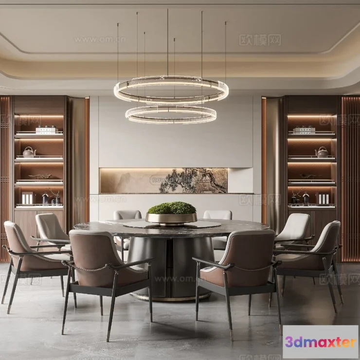 1575734 - Modern Style Interior 3D Blocks and 3D Models - Dining Room 3D Scene - 593 3D Max