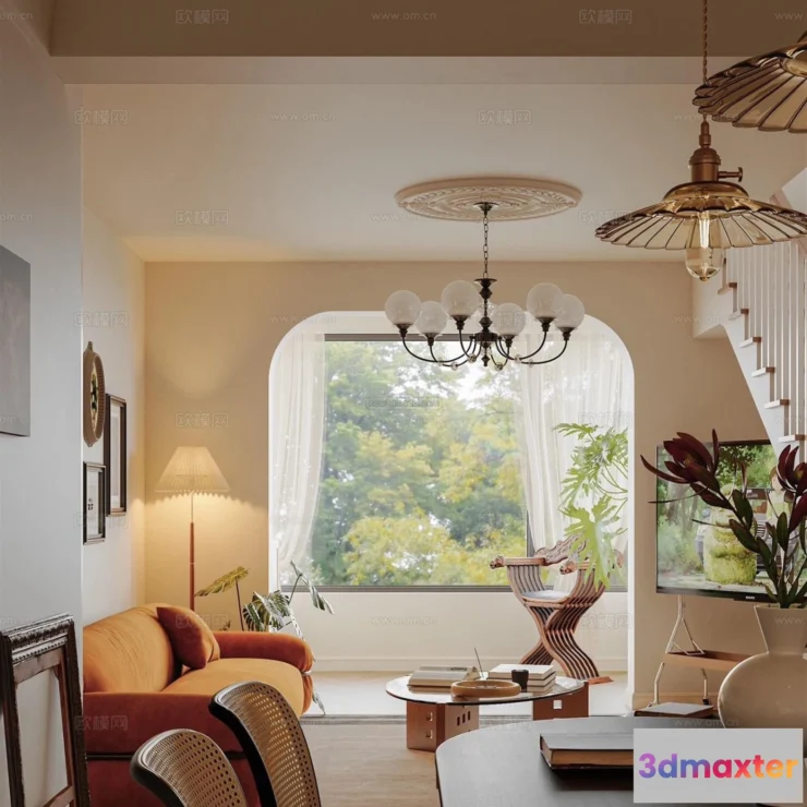 1575738 - Modern Style Interior 3D Blocks and 3D Models - Dining Room 3D Scene - 595 3D Max