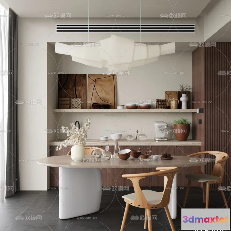 1575750 - Modern Style Interior 3D Blocks and 3D Models - Dining Room 3D Scene - 601 3D Max