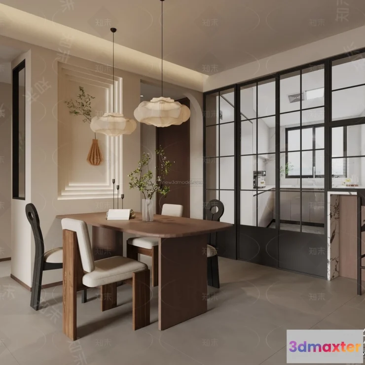 1575758 - Modern Style Interior 3D Blocks and 3D Models - Dining Room 3D Scene - 605 3D Max