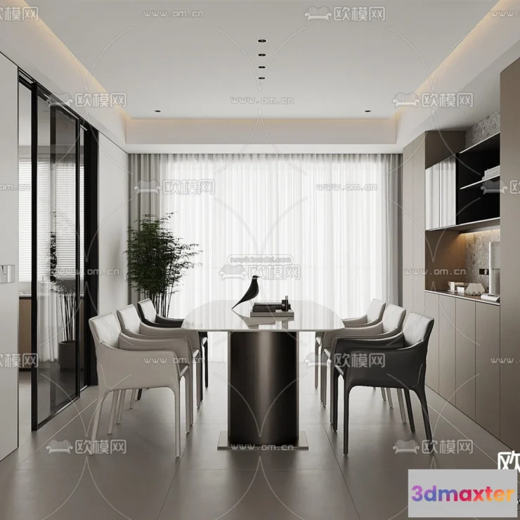 1575766 - Modern Style Interior 3D Blocks and 3D Models - Dining Room 3D Scene - 609 3D Max