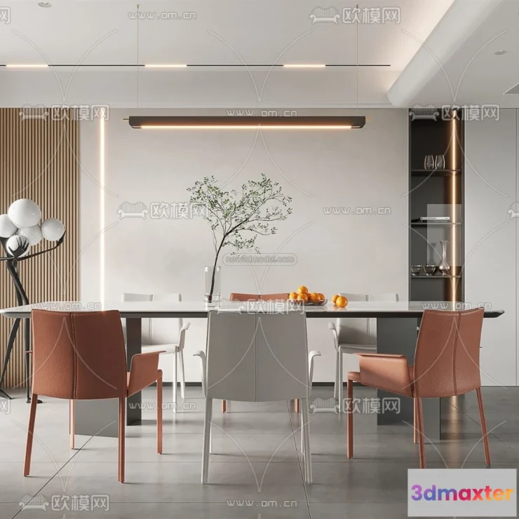 1575770 - Modern Style Interior 3D Blocks and 3D Models - Dining Room 3D Scene - 611 3D Max