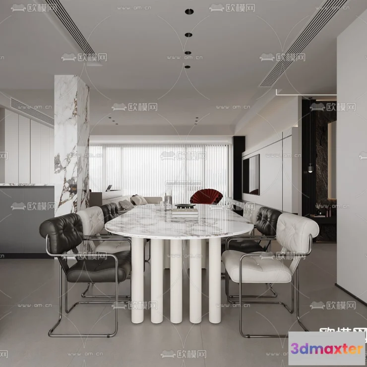 1575772 - Modern Style Interior 3D Blocks and 3D Models - Dining Room 3D Scene - 612 3D Max
