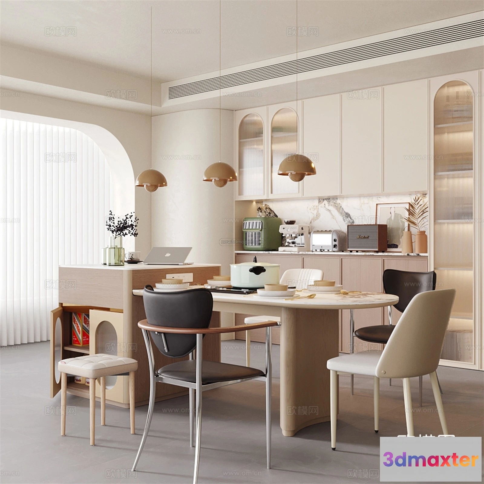 1575778 - Modern Style Interior 3D Blocks and 3D Models - Dining Room 3D Scene - 615 3D Max