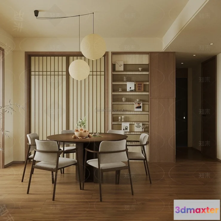 1575784 - Modern Style Interior 3D Blocks and 3D Models - Dining Room 3D Scene - 618 3D Max