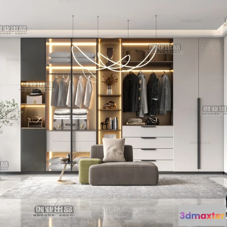 1378905 - Dressing Room 3D Interior Scene - Modern Style - 002 3D Max
