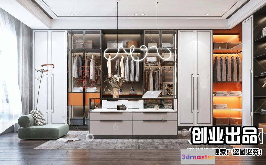 1379875 - Dressing Room 3D Interior Scene - Modern Style - 017 3D Max