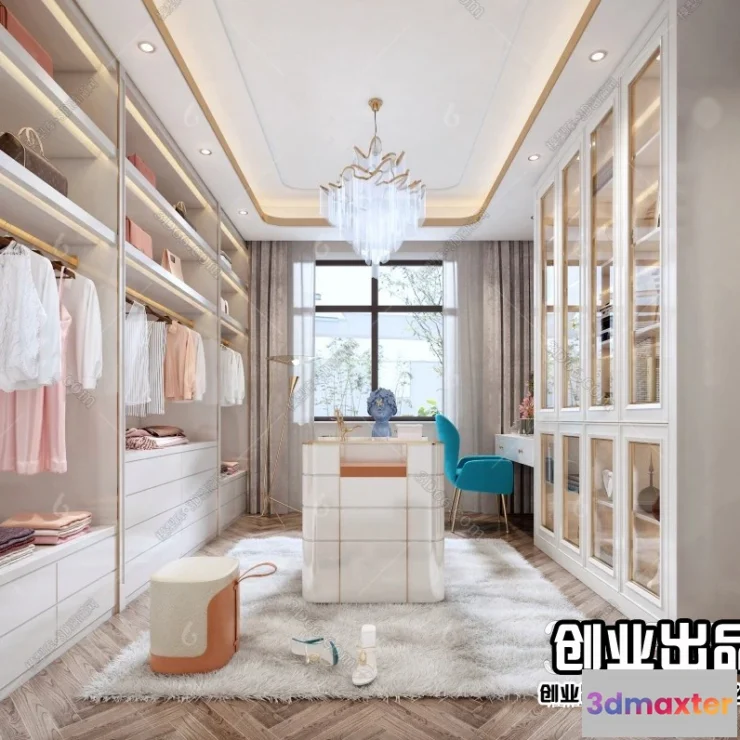 1380011 - Dressing Room 3D Interior Scene - Modern Style - 019 3D Max