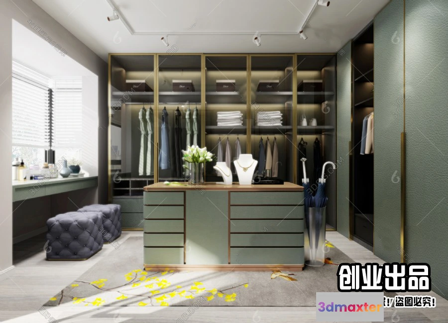 1380551 - Dressing Room 3D Interior Scene - Modern Style - 027 3D Max