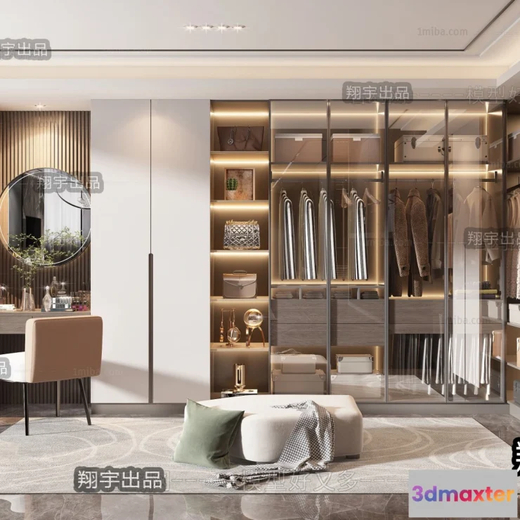 1381056 - Dressing Room 3D Interior Scene - Modern Style - 035 3D Max