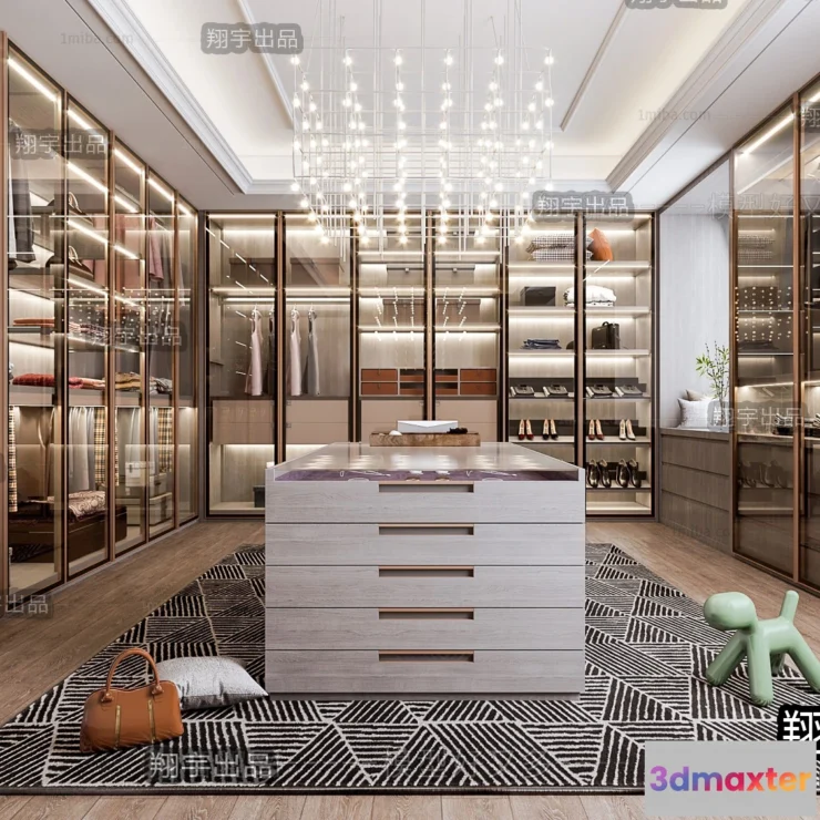 1381126 - Dressing Room 3D Interior Scene - Modern Style - 036 3D Max