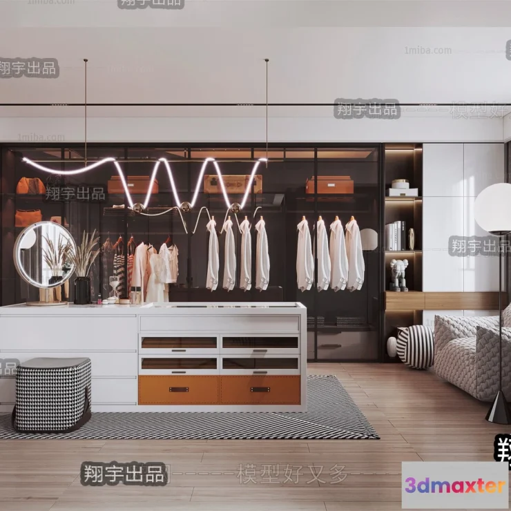 1381315 - Dressing Room 3D Interior Scene - Modern Style - 039 3D Max