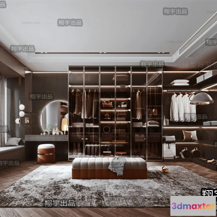 1381575 - Dressing Room 3D Interior Scene - Modern Style - 043 3D Max