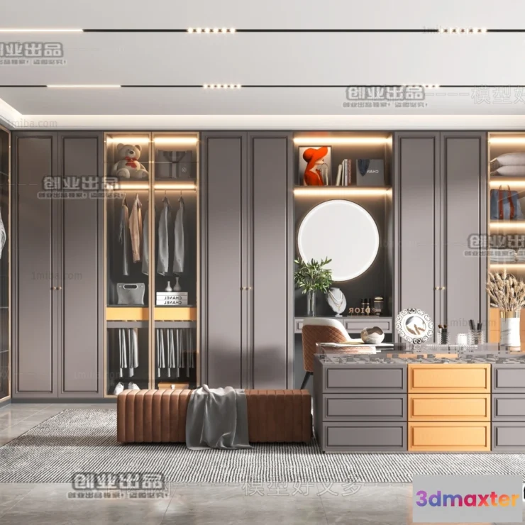 1381703 - Dressing Room 3D Interior Scene - Modern Style - 045 3D Max