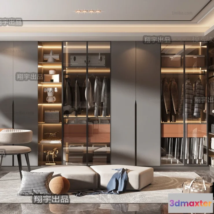 1381832 - Dressing Room 3D Interior Scene - Modern Style - 047 3D Max