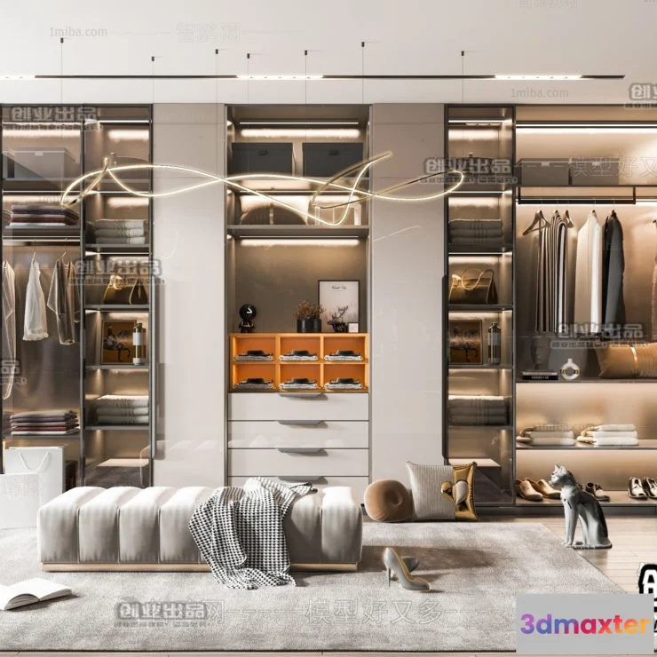 1381970 - Dressing Room 3D Interior Scene - Modern Style - 049 3D Max