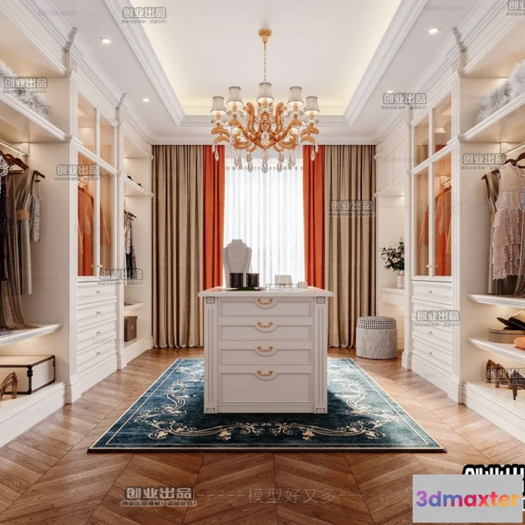 1382154 - Dressing Room 3D Interior Scene - European Style - 001 3D Max