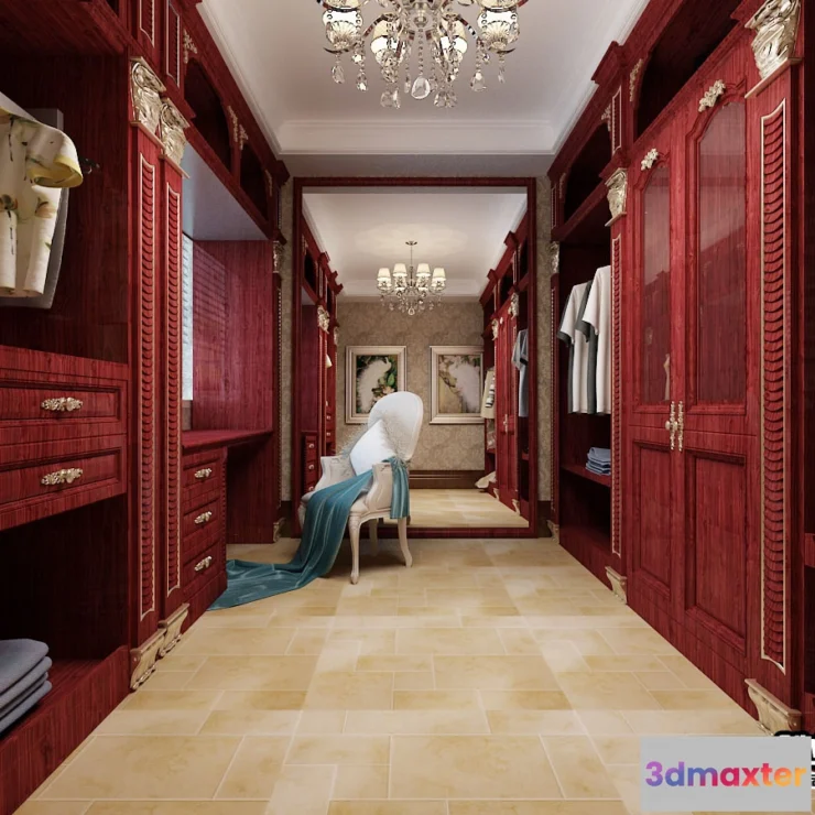1382673 - Dressing Room 3D Interior Scene - European Style - 009 3D Max