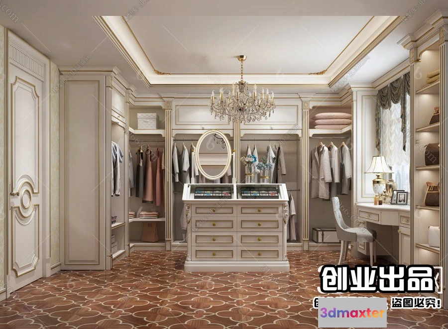 1383201 - Dressing Room 3D Interior Scene - European Style - 017 3D Max