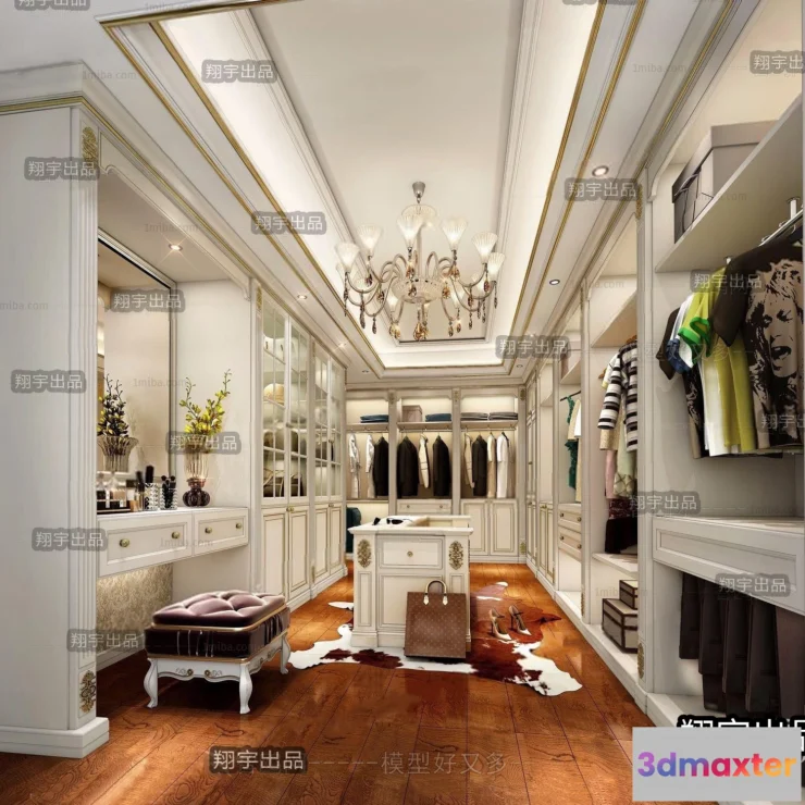 1384169 - Dressing Room 3D Interior Scene - European Style - 032 3D Max