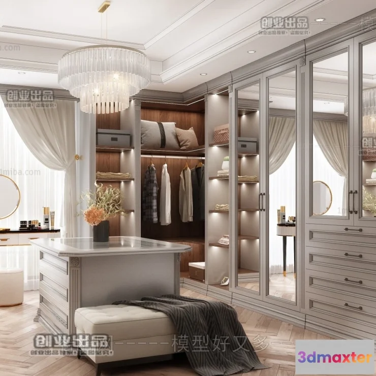 1384625 - Dressing Room 3D Interior Scene - European Style - 039 3D Max