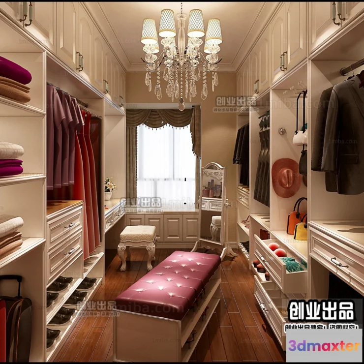 1384887 - Dressing Room 3D Interior Scene - European Style - 043 3D Max