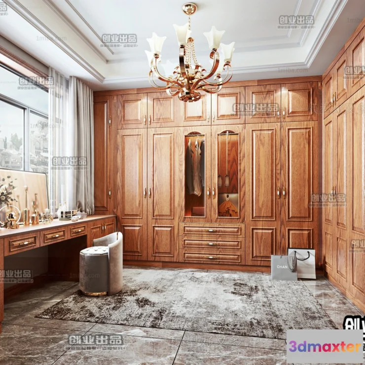 1384952 - Dressing Room 3D Interior Scene - American Style - 001 3D Max