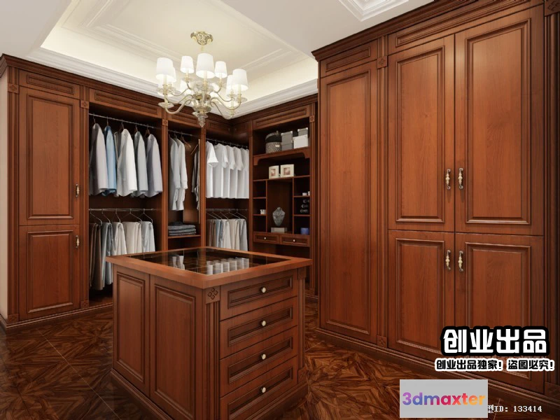 1385019 - Dressing Room 3D Interior Scene - American Style - 002 3D Max