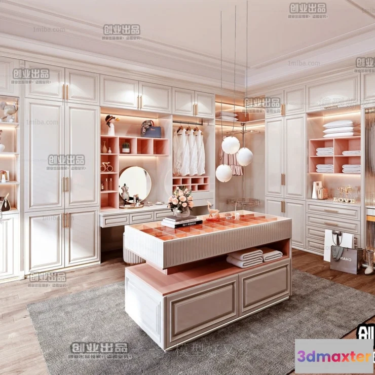 1385085 - Dressing Room 3D Interior Scene - American Style - 003 3D Max