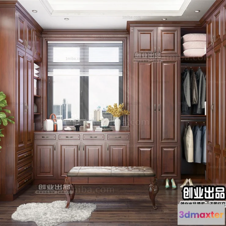 1385263 - Dressing Room 3D Interior Scene - American Style - 006 3D Max