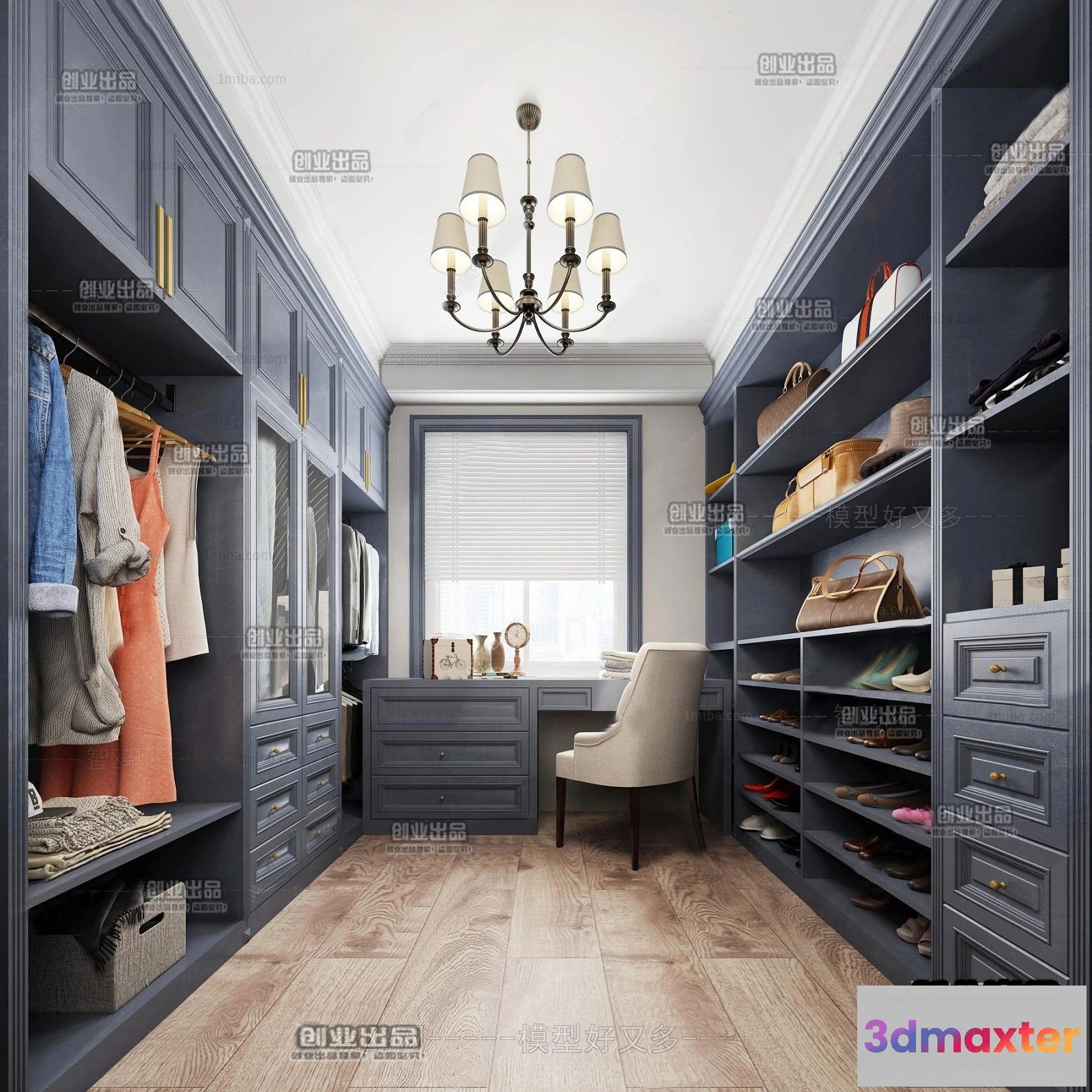 1385395 - Dressing Room 3D Interior Scene - American Style - 008 3D Max