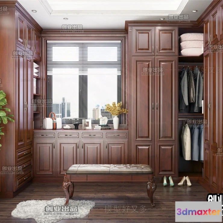 1386475 - Dressing Room 3D Interior Scene - American Style - 024 3D Max