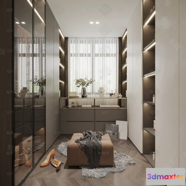 1572948 - Modern Style Interior 3D Blocks and 3D Models - Dressing Room 3D Scene - 682 3D Max