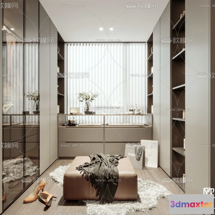 1572950 - Modern Style Interior 3D Blocks and 3D Models - Dressing Room 3D Scene - 683 3D Max