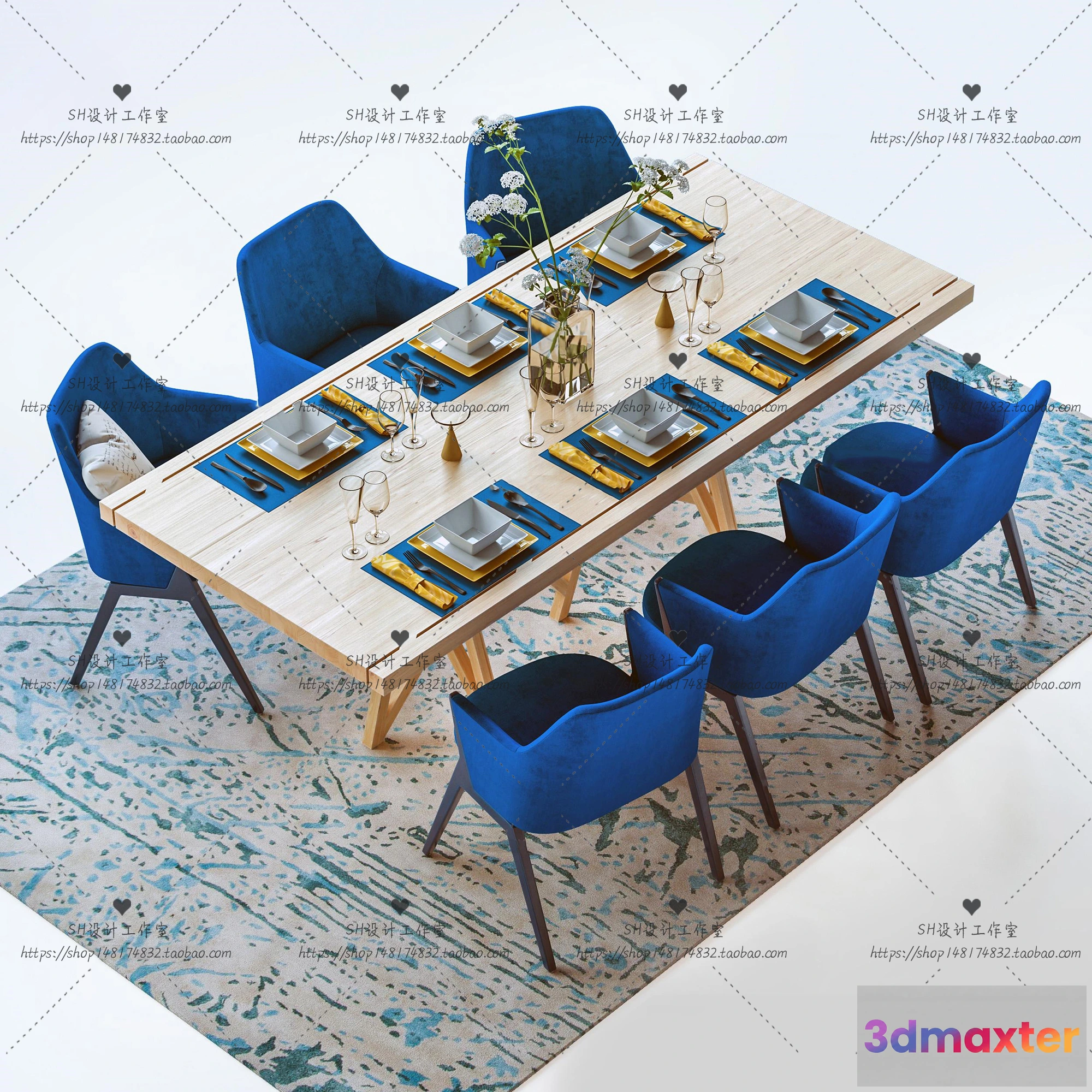 1127702 - Table And Chairs - 3D Models - 0986