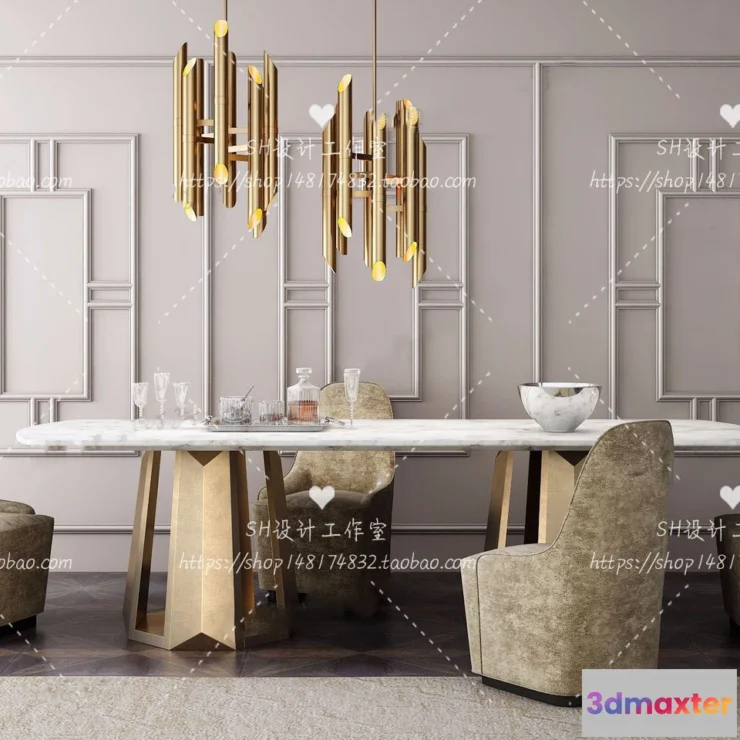 1127870 - Table And Chairs - 3D Models - 1070