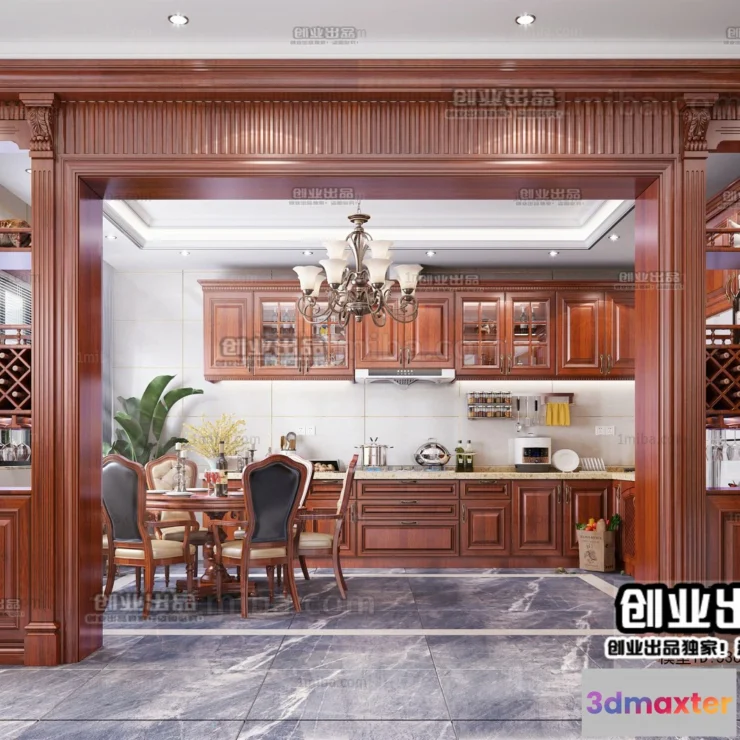 1359028 - Kitchen 3D Interior Scene - American Style - 002 3D Max