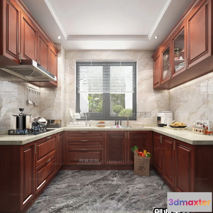 1359257 - Kitchen 3D Interior Scene - American Style - 005 3D Max