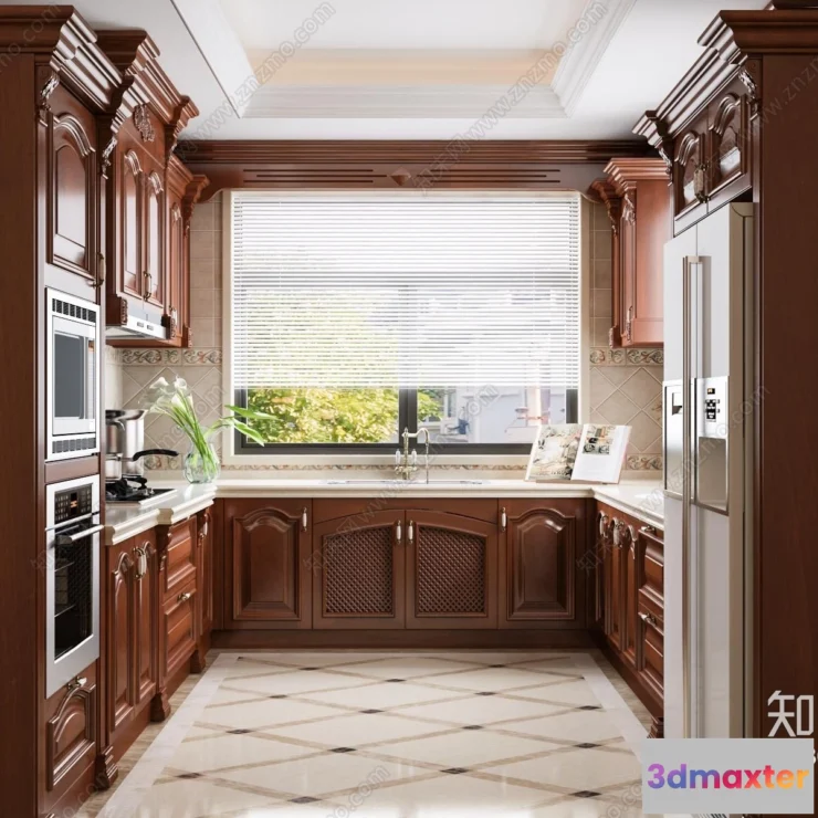 1359326 - Kitchen 3D Interior Scene - American Style - 006 3D Max