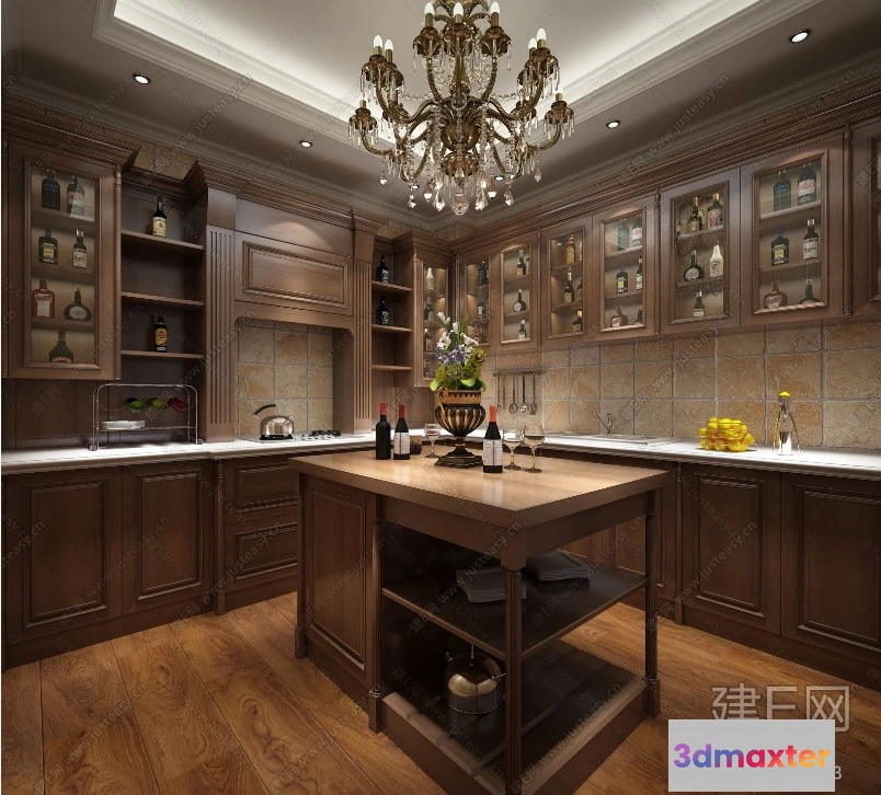 1359597 - Kitchen 3D Interior Scene - American Style - 010 3D Max