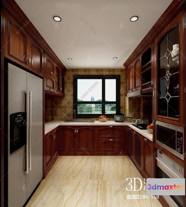 1359678 - Kitchen 3D Interior Scene - American Style - 011 3D Max