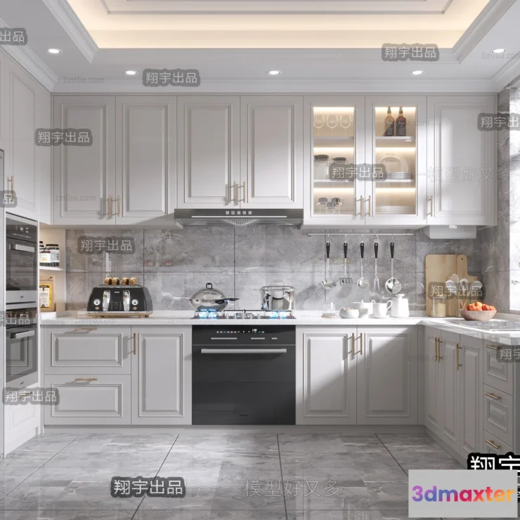 1359745 - Kitchen 3D Interior Scene - American Style - 012 3D Max