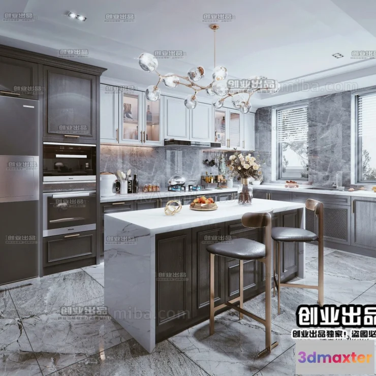1359932 - Kitchen 3D Interior Scene - American Style - 015 3D Max