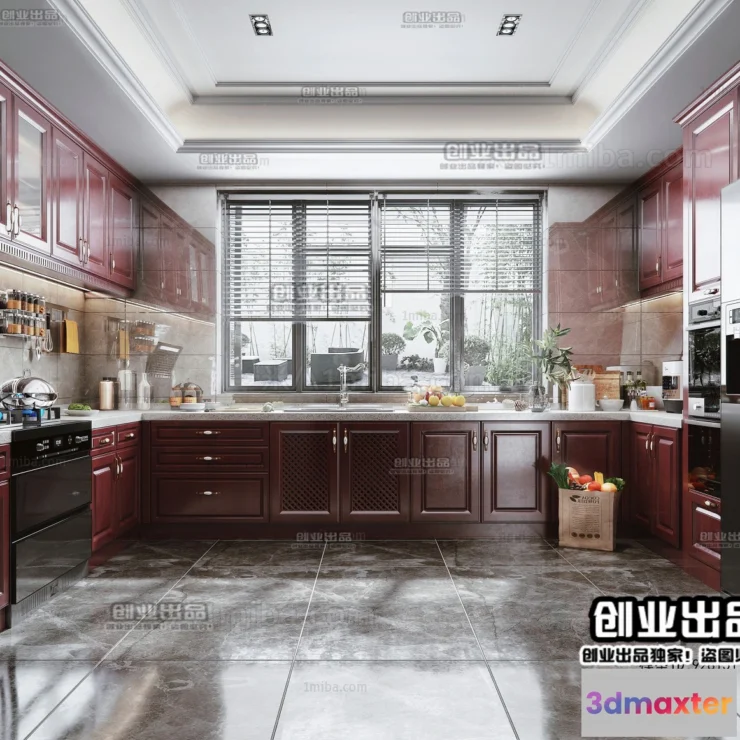 1360068 - Kitchen 3D Interior Scene - American Style - 017 3D Max