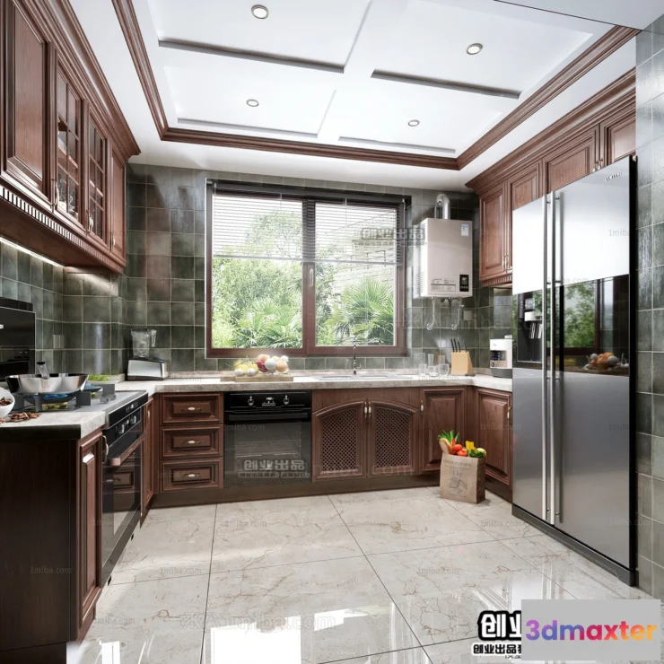 1360134 - Kitchen 3D Interior Scene - American Style - 018 3D Max