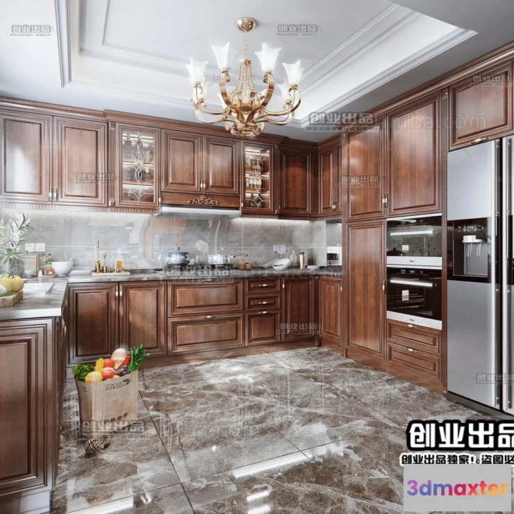 1360188 - Kitchen 3D Interior Scene - American Style - 019 3D Max