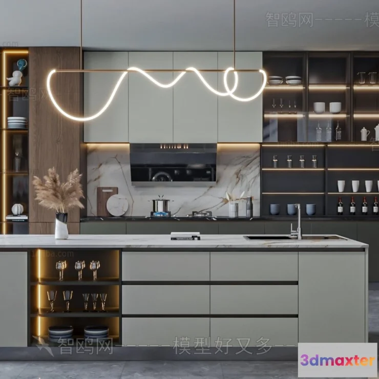 1361285 - Kitchen - Villas 3D Interior Scene - 3D Models - 009 3D Max