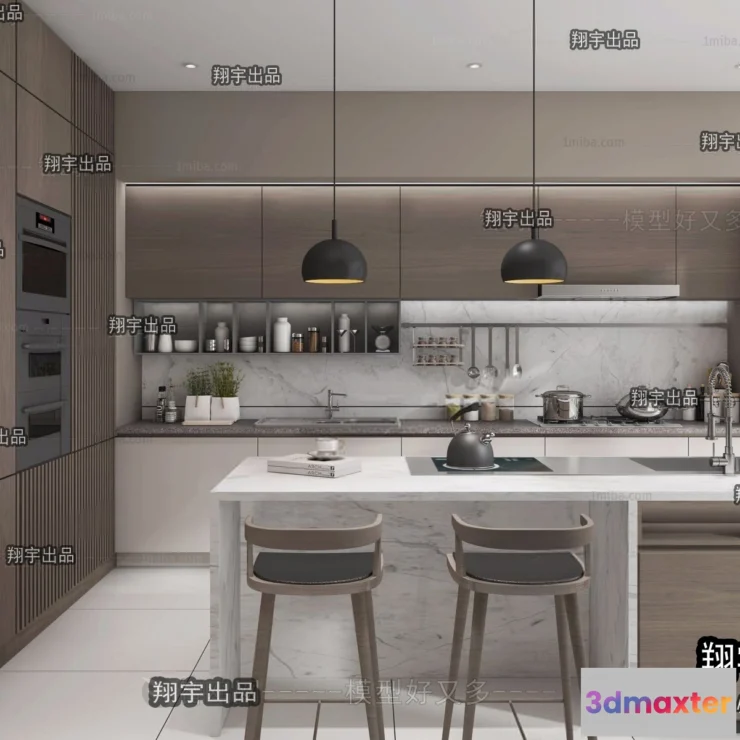 1364998 - Kitchen 3D Interior Scene - 3D Models - 168 3D Max
