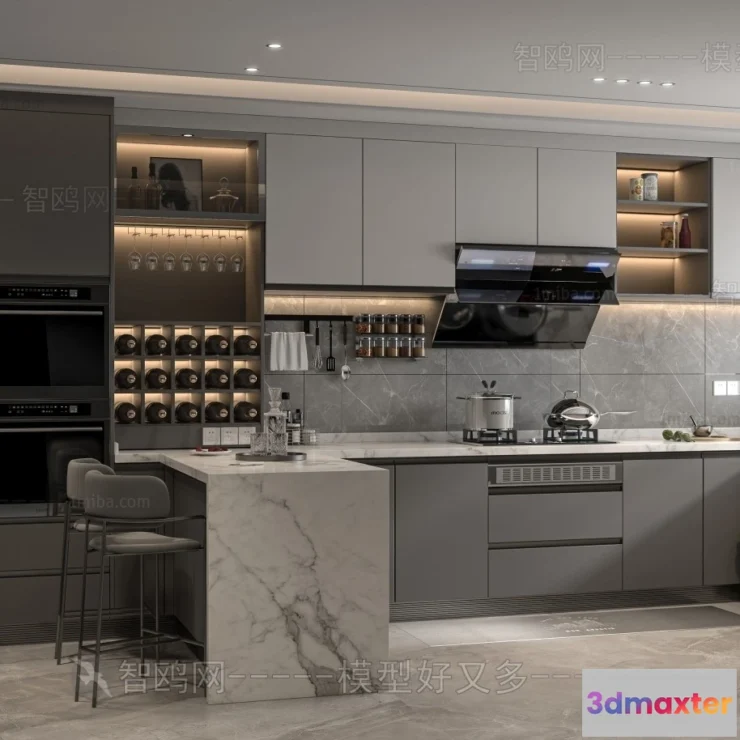 1366987 - Kitchen - Modern Style Interior 3D Scenes - 226 3D Max