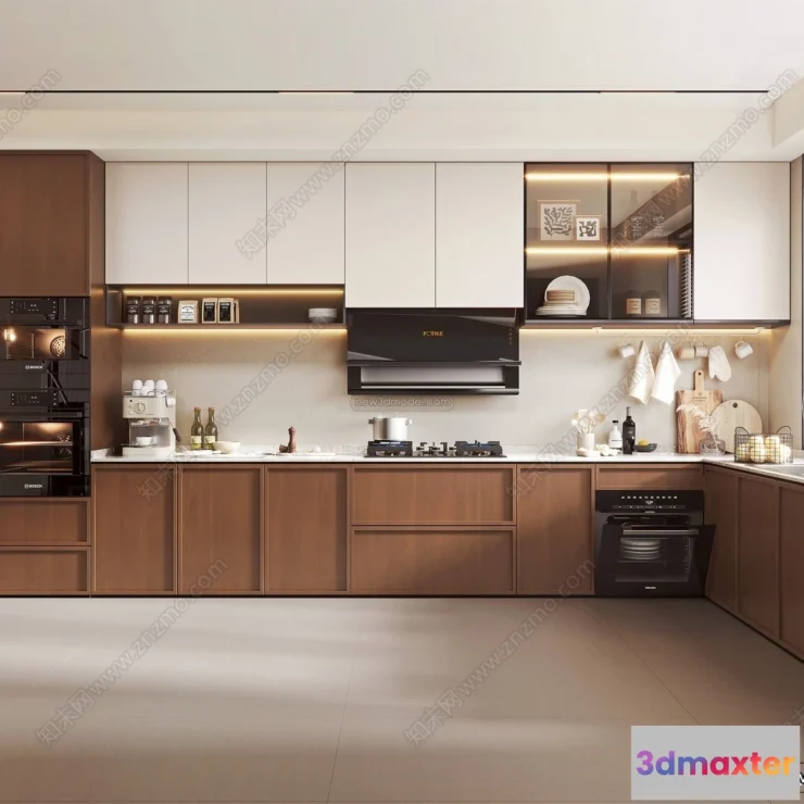 1370306 - Kitchen 3D Interior Scene Model - Wabi Sabi Style - 001 3D Max
